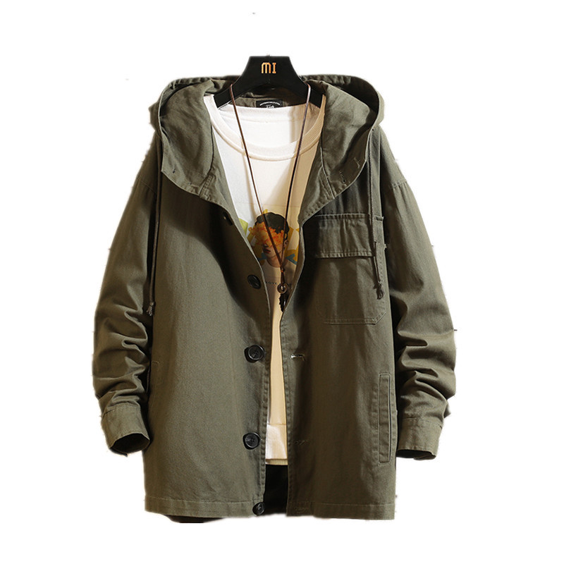 

2020 spring autumn clothes Men Jacket Size Outwear Hooded Coat Slim Parka men's hooded fashion printed jacket, Black