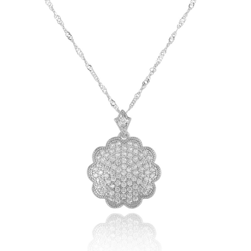 

Hot sales flower CZ necklaces wedding vintage jewelry bijoux chain pendants long necklace women collier femme