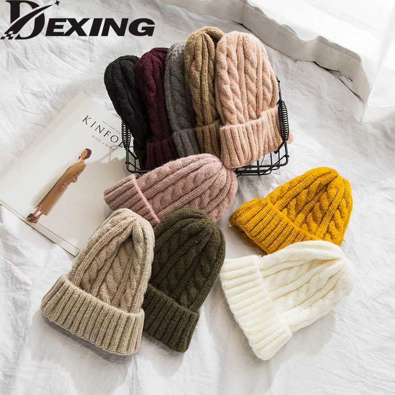 

New Candy Colors Winter Hat Women Knitted Hat Warm Soft Trendy Kpop Style Wool Beanie Elegant All-match