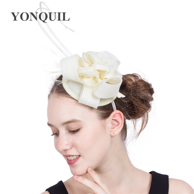 

Popular Bride hair accessories fancy feather ostrich fascinator in hair bands brand hats for holiday women's day 18Colors select SYF193