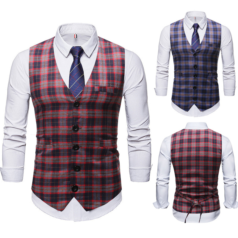 

Fashion Single Buttons Vest Men New Best Casual Wedding Formal Dress Waistcoat Man Vintage V-Neck Slim Fit Chalecos Para Hombre, Blue