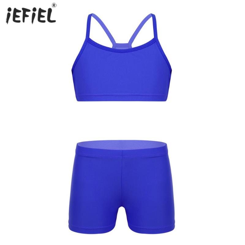 

Baby Girls Clothes Set Summer Fashion Solid Short Tank Tops Shorts Sports Gym Workout Two-piece Children Kids Clothes, Blue