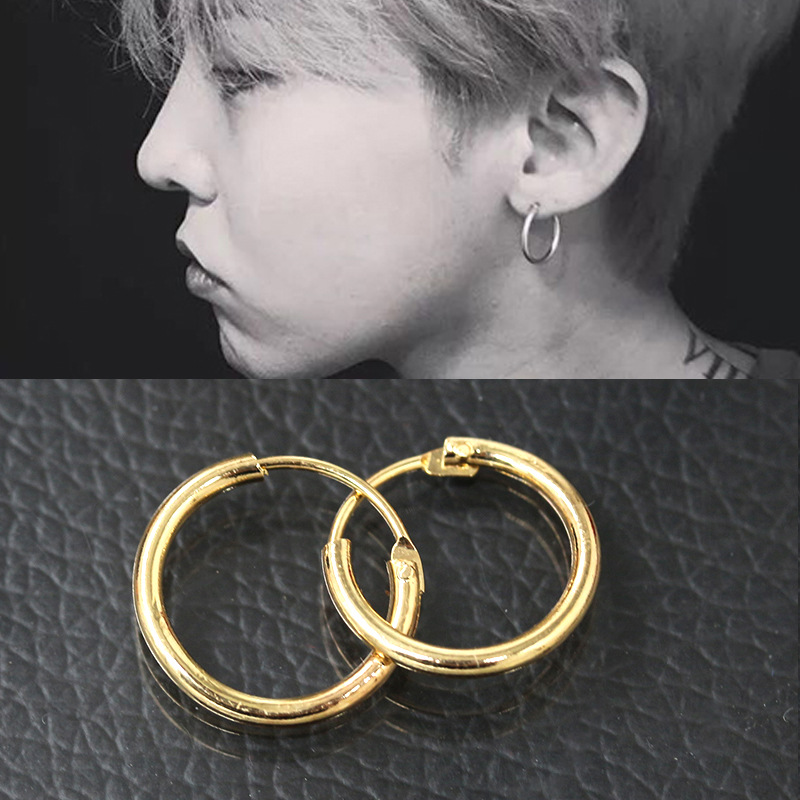 

Hoop & Huggie Kpop GD Luhan The Same Circle Ear Earring Male Couple Copper Material Women Earrings Neutral Jewellery