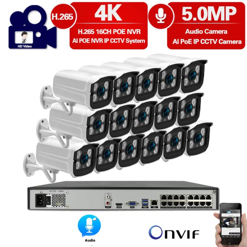 

H.265+ 16CH 4K 8MP POE NVR Kit CCTV Camera System AI Ultra HD 5MP Outdoor Waterproof Security IP Camera Video Surveillance Set