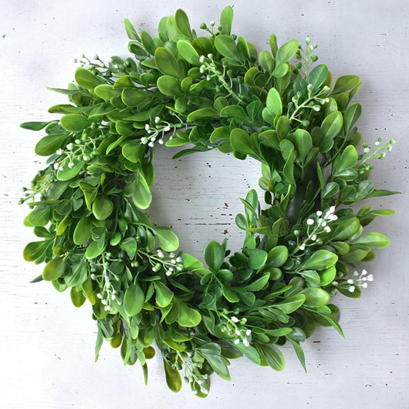 

Green Door Hanging Artificial Wreath Wall Lifelike Vivid PVC Round Flowers Christmas Wedding Window Home Decor Party, As pic