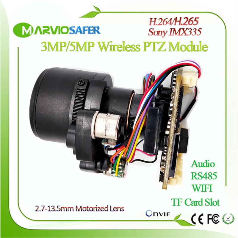 

H.265 3MP/5MP Starlight Wireless Wifi IP PTZ Camera Module 2.7-13.5mm 5X Zoom Lens Onvif, TF Card , Audio Upgrade CCTV Video Cam