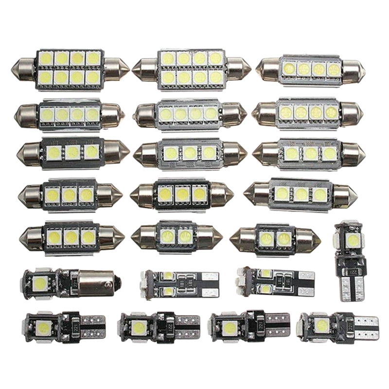 

DHBH-23Pcs LED Car Interior Light e Trunk Map License Plate Lamp Bulb Kit, As pic