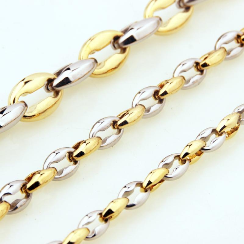 

6.5/7.5/11mm 7-40"Elegant Stainless Steel Silver Color&Gold Coffee Beans Hollow Chain Men's Women's Necklace Or Bracelet Jewelry