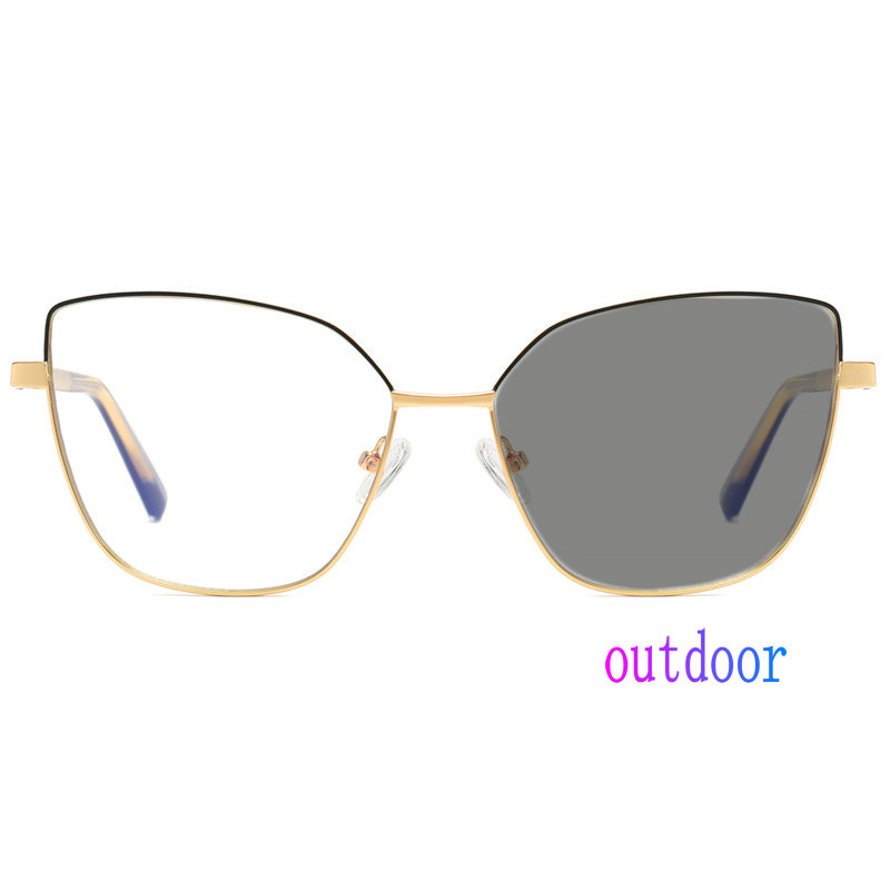 

Myopia Sunglasses Photochromic Finished Oversized metal Women Myopia Eyeglasses Frame with color lens Sun glasses FML