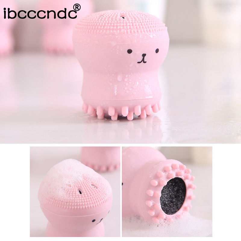 

5 Colors Face Cleansing Brush Facial Cleanser Pore Cleaner Exfoliator Face Scrub Washing Brush Skin Care Small Octopus Shape