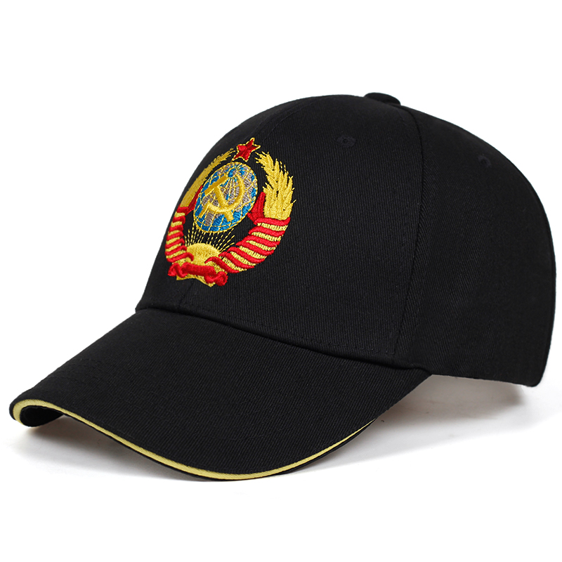

new CCCP national emblem Embroidered Baseball Cap Cotton caps Adjustable Reentrant Sun Hat Outdoor Visor Hats, Black
