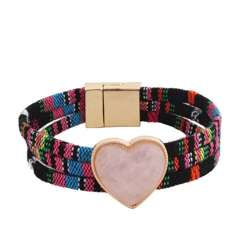 

Charm Bracelets B2373 ZWPON Heart Natural Stone Magnet Women Fashion Layered Snakeskin Pattern Rope Chain Jewelry Wholesale