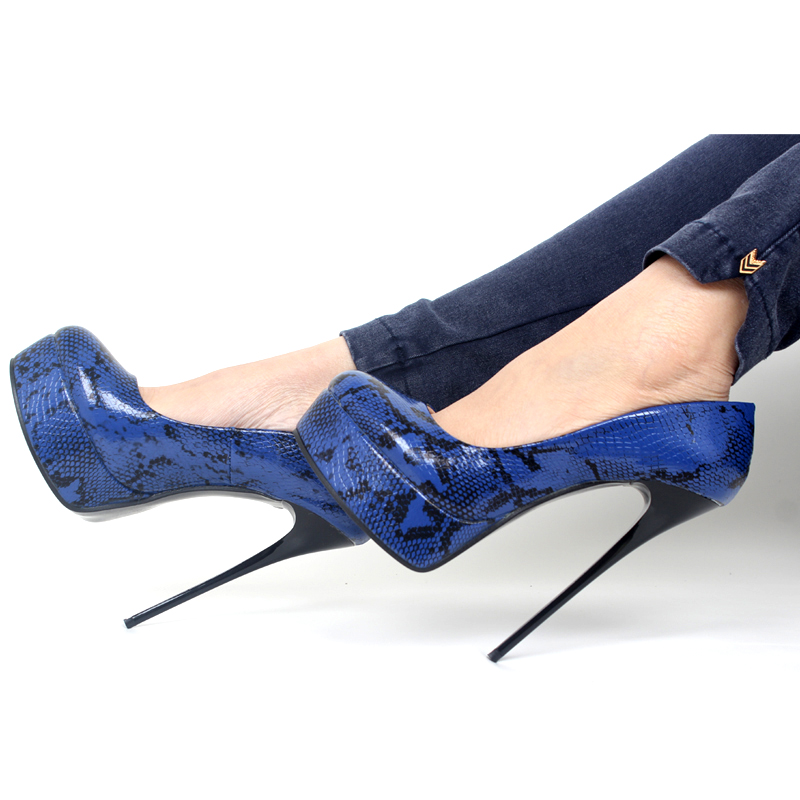 

Ladies Party Shoes Platform High Heels Round Toes Pumps big size high heels pumps size43,44,45,46, Blue