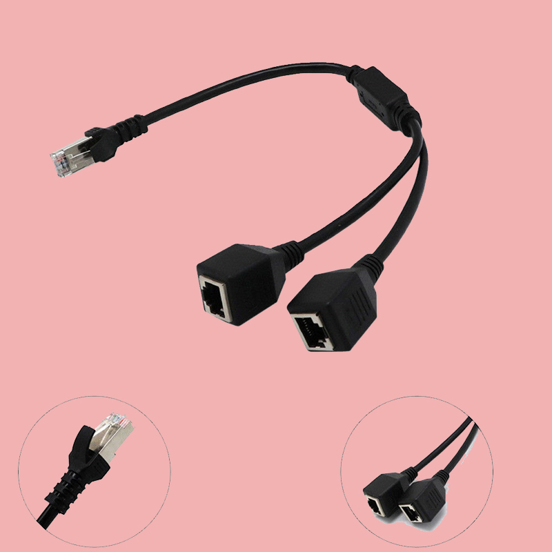 

1Pcs RJ45 1 Male to 2 Female Extension Connector LAN Ethernet Network Cable Splitter