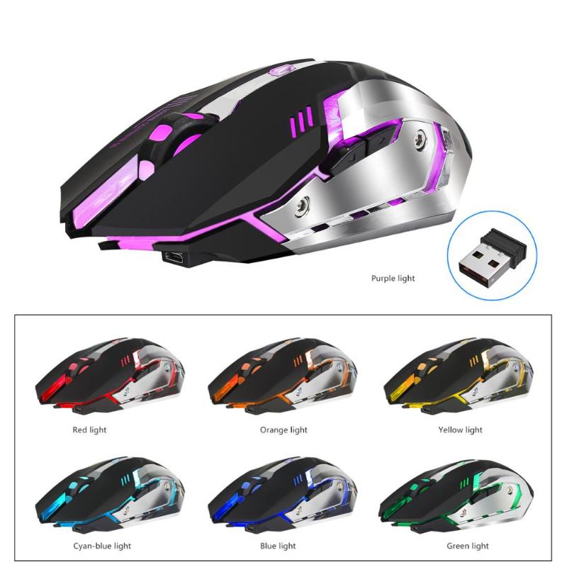 

Rechargeable Wireless Gaming Mouse 2.4G 10Meter Transmission Distance Colorful Backlit 2400DPI Wireless Mouse for PC Notebook