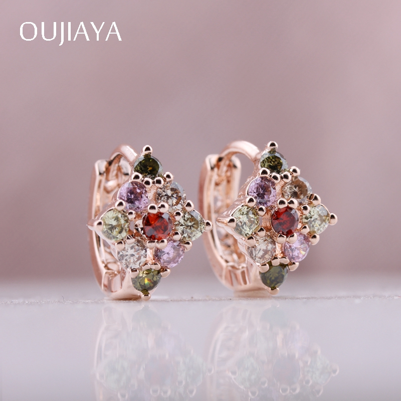 

Dangle & Chandelier OUJIAYA White Water Drop Square 585 Rose Gold Wedding Women Earrings Natural Zircon Party Jewelry A188