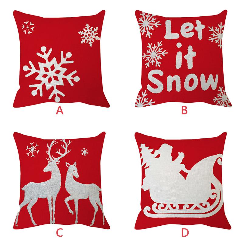 

Christmas Cotton Linen Throw Pillow Case Cushion Cover Home Sofa For Home Cartoon Elk Decorative Pillows Cover Navidad Natal