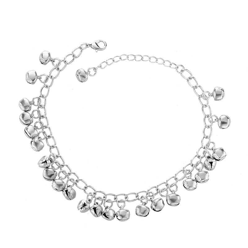 

8 mm Jewelry Anklet Chain Silver-color Metal Bell TOP
