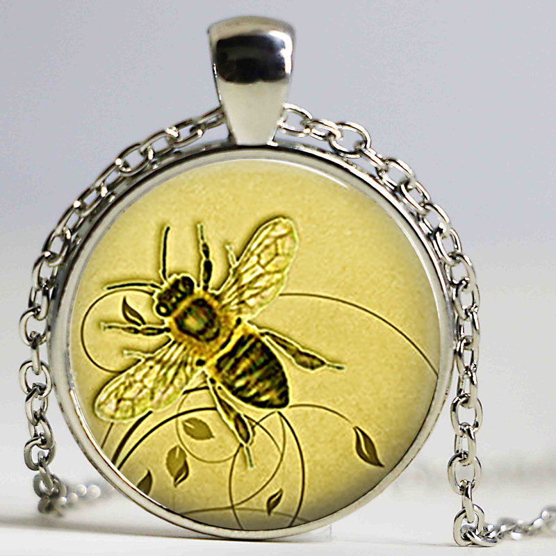 

Honeybee necklace Honey Bee Cabochon Glass necklace Honey Bee Jewelry Beekeeper Gift Apiarist Gift pendant