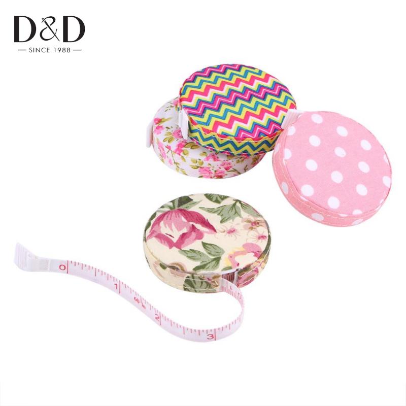 

1.5M/60In Tape Measure Portable Body Fitness Measuring Retractable Ruler Colorful Fabric Covered Accurate Travel Sewing Ruler
