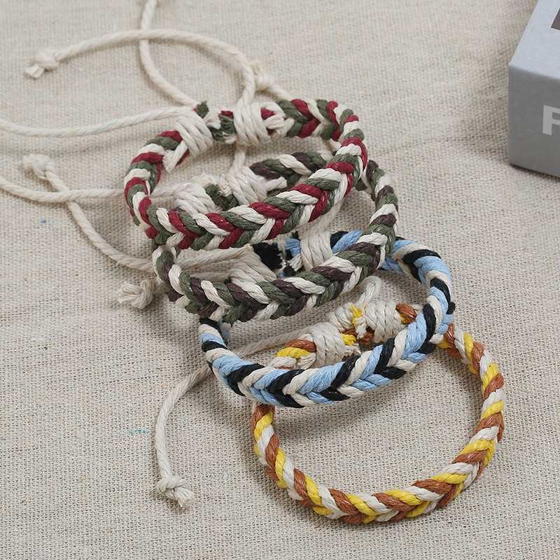 

2020 New Color Twine Couple Hand Rope Ethnic Hand-woven Bracelet Simple Korean Student Bracelet Fashion Jewelry Accessories