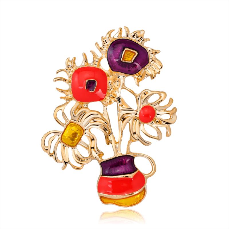 

Gogh Sunflower Brooches Gifts for Women or Children Enamel Brooch Pins Jewelry Accessories