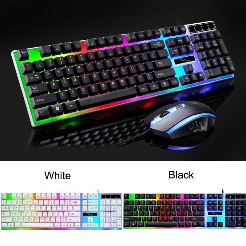 

Gaming keyboard Colorful Backlit Standard Keyboard 104 keys USB Ergonomic Game Keyboards and Mouse Combos for Windows 8 7 Vista