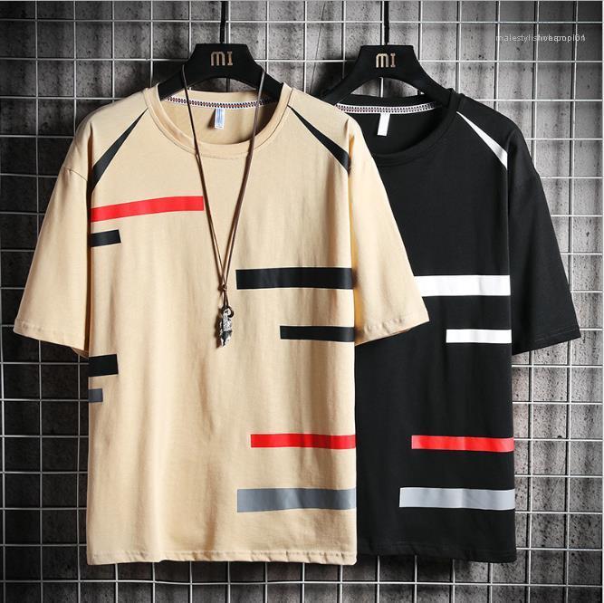 

Tees Panelled Tops Male Clothing Mens Designer Tshirts Summer Short Sleeve Crew Neck New Fashion Casual Loose, White;black