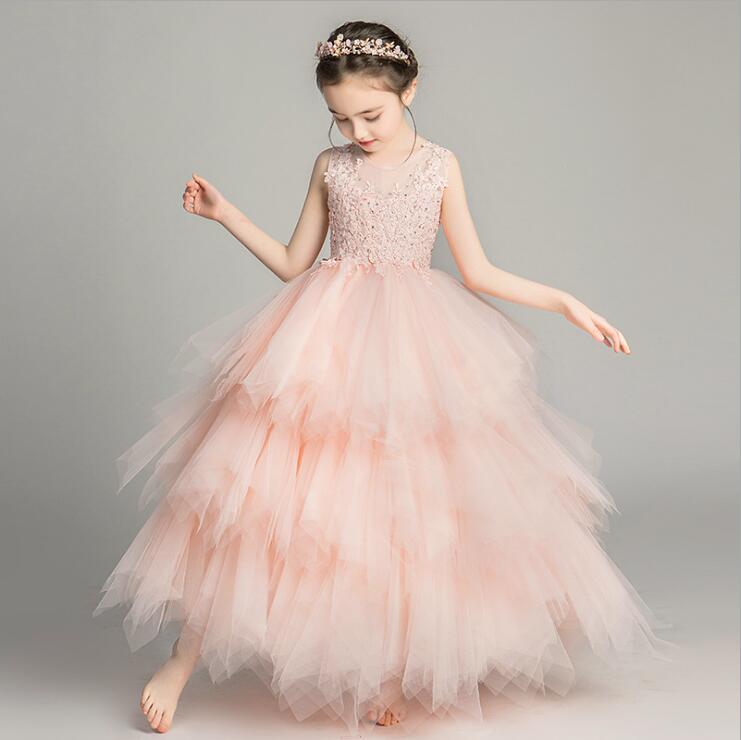 

Elegant Formal Dress Girls Clothing Flower Girls Wedding Evening Clothes Kids Dresses for Girls Princess Party Long Gown 3-14yrs, Pink