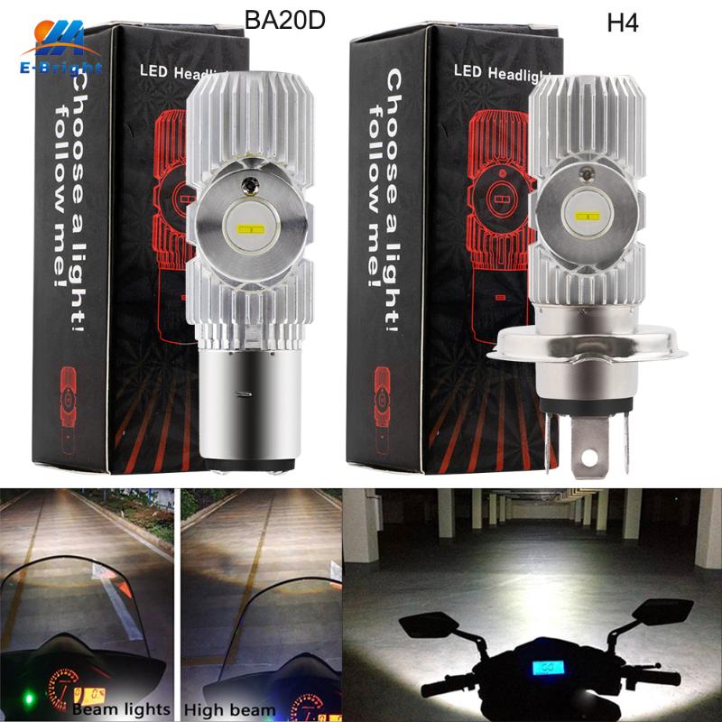 

YM E-Bright 2 PCS Motorcycle H4 BA20D High/Low Beam 1200LM LED Headlight 9-80V DC Fog Lamp Driving Scooter LED Headlamps White