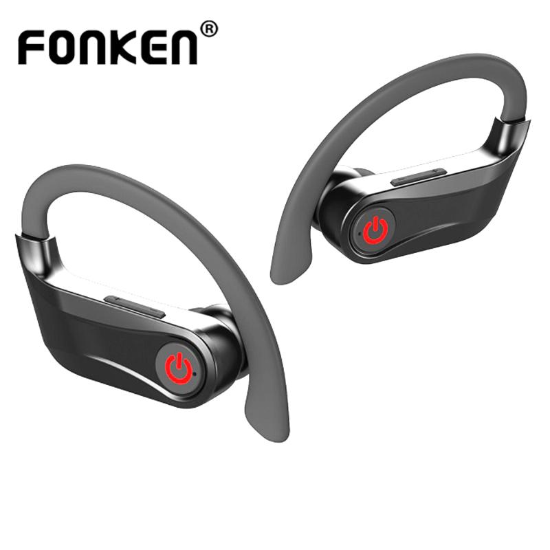 

FONKEN Bluthtooth Earphone Wireless Sports Ear Hook Headset Stereo Bass Music Earbud For Samsug With Mic Charging Box