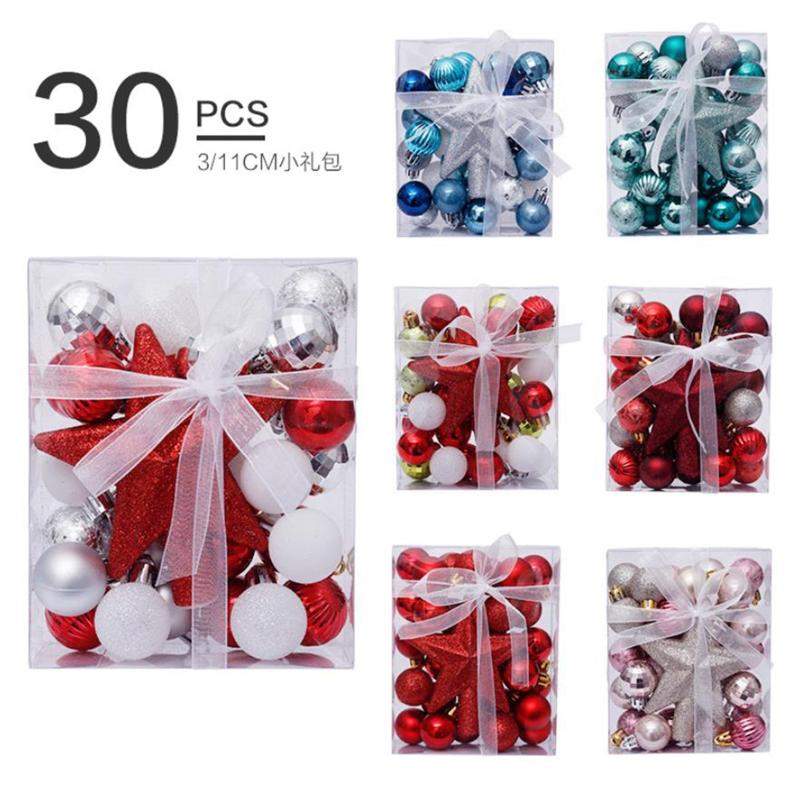 

Christmas Tree Decor Ball 30mm Bauble Xmas Party Hanging Christmas Ball for Home 30Pcs Decorations