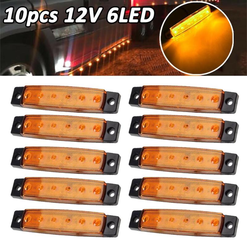 

10Pcs 12V LED Universal Side Marker Lights 6-SMD Clearance Car External Lights Warning Tail Light Auto Trailer Truck Lorry Lamps, As pic