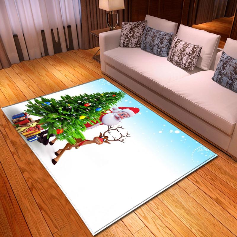 

Carpets Nordic Flannel Non Slip Christmas Carpet Kid Room Santa Claus Tree Rugs Bedroom Living Xmas Rug For Home Decortion, No-2