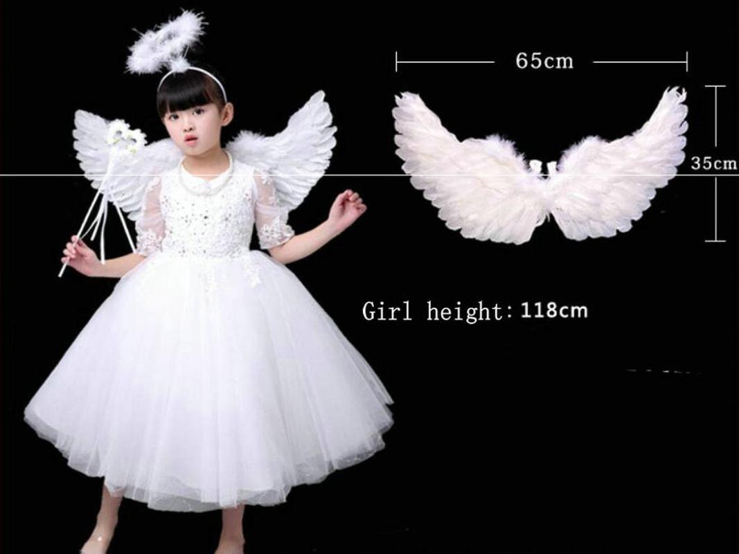 

halloween white black big angel fairy feathers T-stage model catwalk shows props party performance cosplay toy decoration, 65 x 35 cm