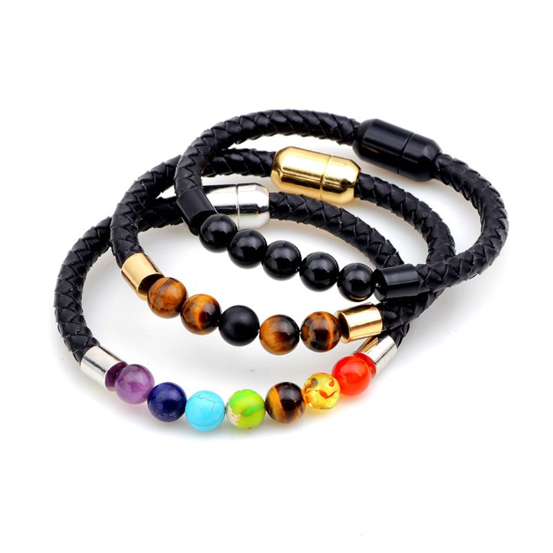 

Fashion Leather Bracelet Meditation Beads Bangle DIY Jewelry Accessories