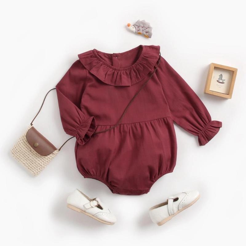 

Lovely Spring Autumn Clothing Newborn Baby Boy Gir Romper Solid Romper, As pic