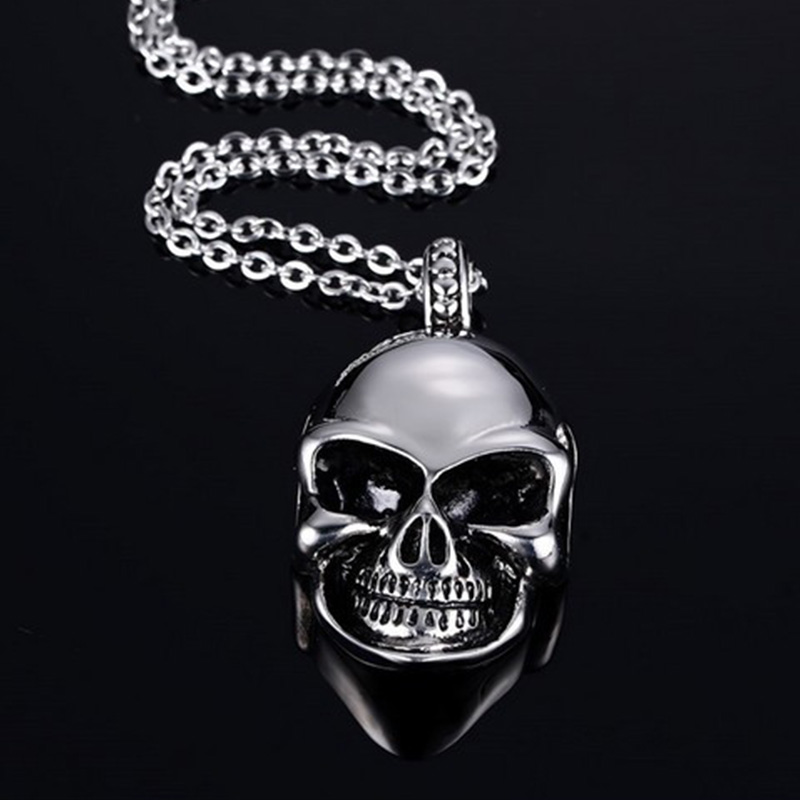 

punk Gothic skull necklace men stainless steel Retro terror pendants chain necklaces fashion jewelry on the neck man Accessories