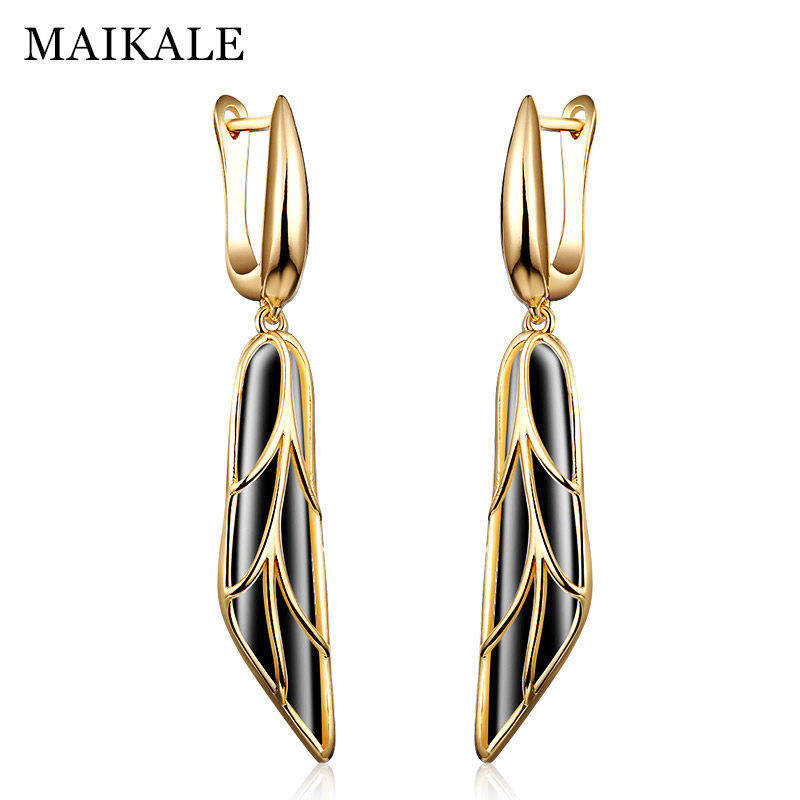 

Dangle & Chandelier MAIKALE Classic Wing Shape Drop Earrings Copper Cubic Zirconia Long Plated Gold For Women Send Gift