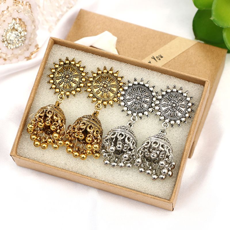 

Vintage Earrings Traditional Gold Sliver Chandbali Kundan Jhumka Jhumki Drop Earrings for women Party Jewelry