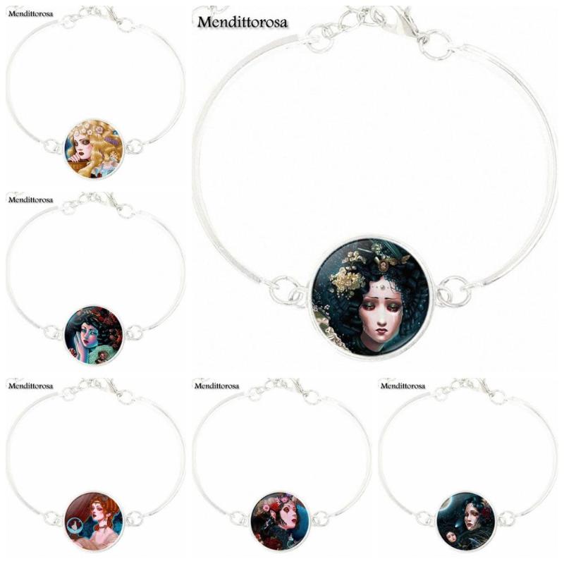 

For Women Girl Gift Glass Cabochon Jewelry With Silver Plated Bracelet Bangle Egyptian Woman