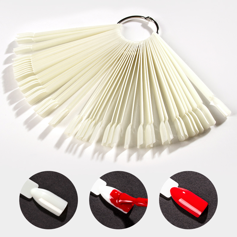 

Color Card False Nail Tips Display Fan Transparent White Fake Nail Tips Manicure Art Practice Display Design Tools, Bk0851