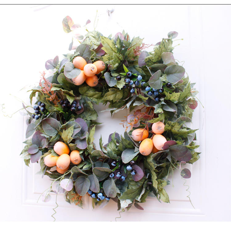 

Fall Door Decoration Artifical Rattan Vine Weath Fall Wedding Autumn Front Door Wreaths Fruit Wreath Farmhouse Decors, As pic