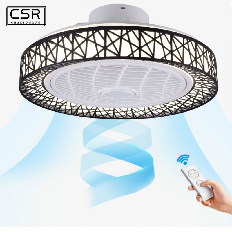 

Retro Invisible Ceiling Fan Light For Bedroom Living Room Dining Room Fan Lights Modern Simple Minimalist Bird Nest LED Lamp
