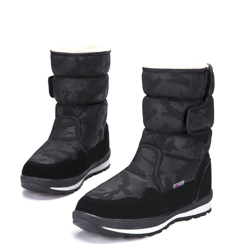 

Winter Boots Women High Snow Boots Waterproof Plush Warm Shoes Woman Brand Camouflage Mid-calf botas feminina XKD2179, Black