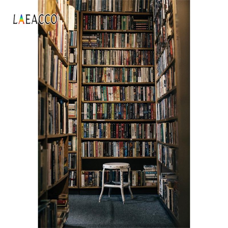 

Laeacco Wooden Bookshelf School Library Study Interior Photographic Backgrounds Photography Backdrops Photocall Photo Studio