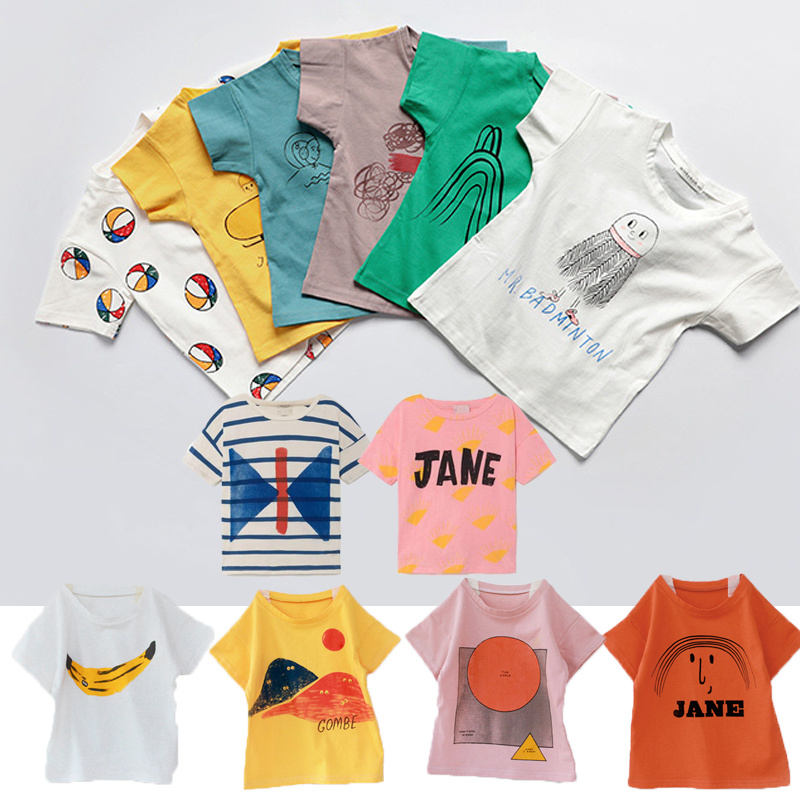 

Kids T-shirts Boys Clothes Bobo Series Summer Cartoon Girls Cotton Loose T Shirt Casual Tops Tees T-shirt Children Clothing 1-8Y, As photo a