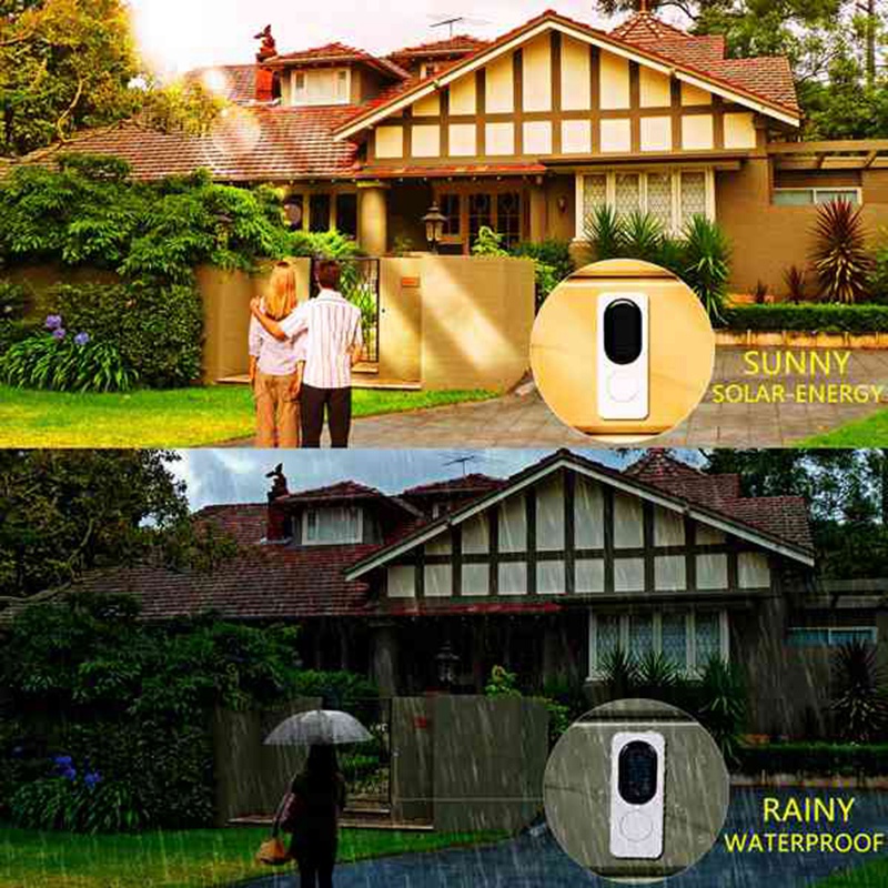 

Solar Wireless Doorbell Home Digital Waterproof Doorbell Elderly Caller US PLUG