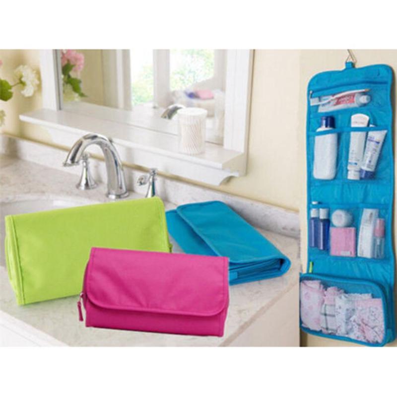 

Multifunctional Portable Folding Travel Storage Bag Wall Mounted Hanging Cosmetic Bag Makeup Organizer Pouch Sundries Case, Blue