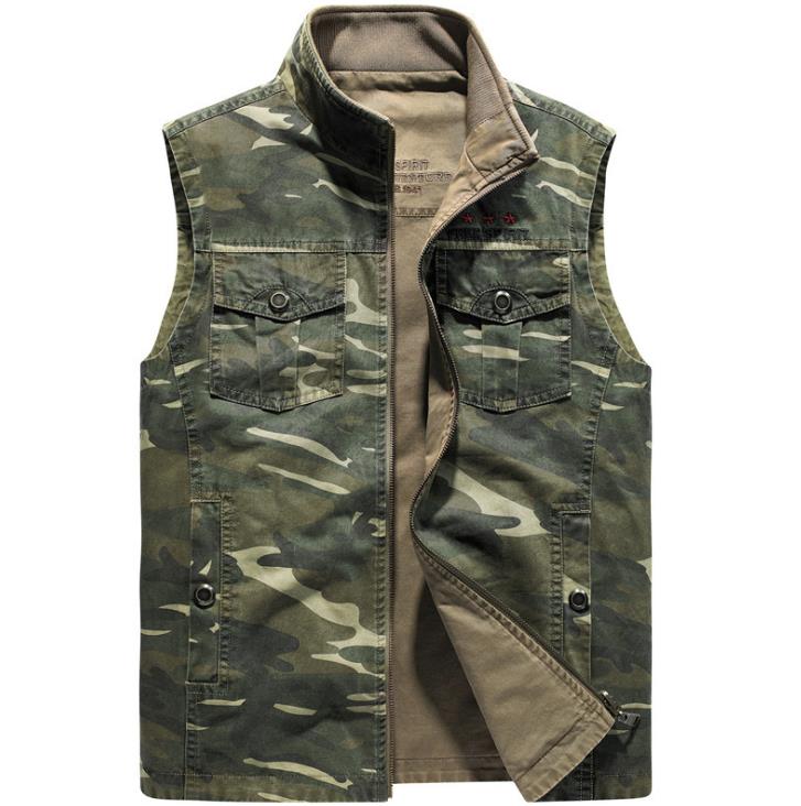 

Camouflage Vest Jackets Men's Spring Reversible Coats Vests Men Coat Casual Mens Outerwear Male Waistcoat XXXXL, Army green